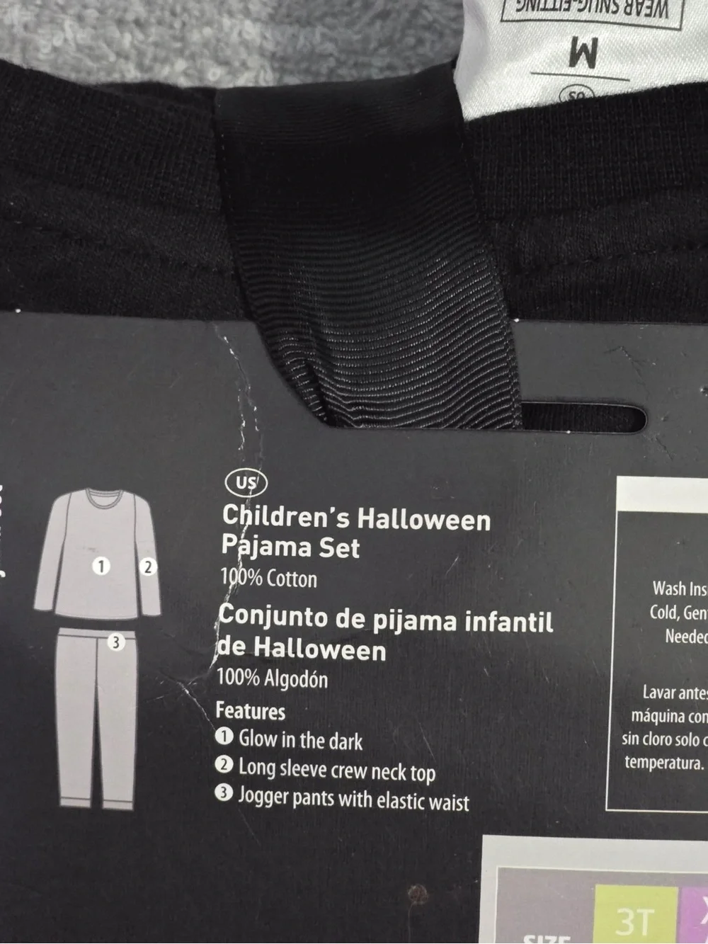 Kids Black Skeleton Pajama Costume Set by